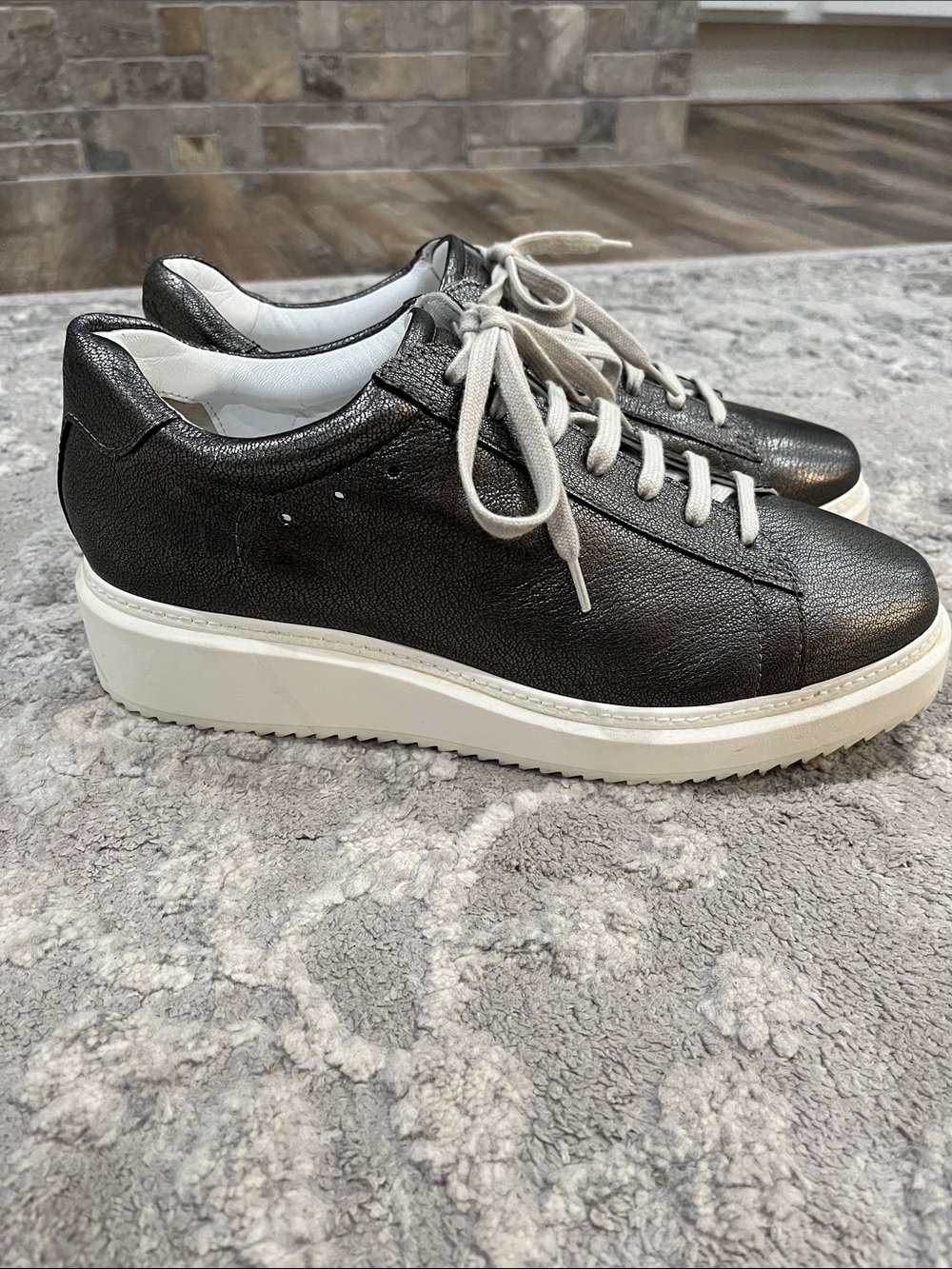 Homers Artisan Ista Pewter Leather Sneaker 38.5 - Picture 2 of 12